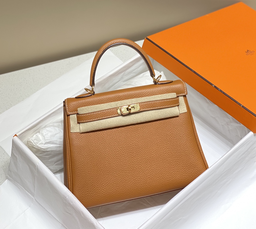 Bagsaaa H**me5 Kelly Brown Togo & Gold Hardware - 28cm