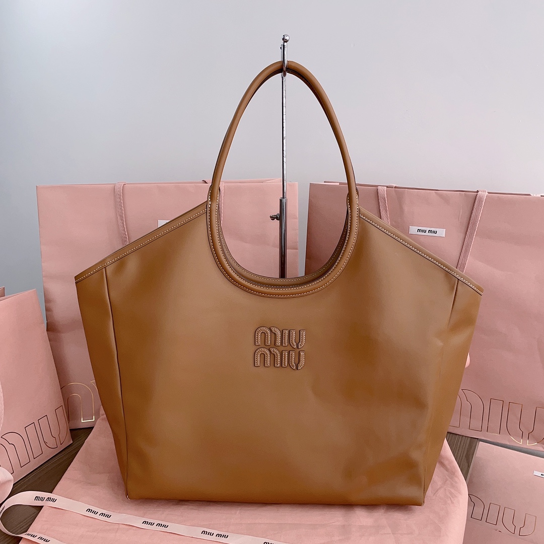 Bagsaaa M1um1u IVY leather bag brown - 38x38x18 cm