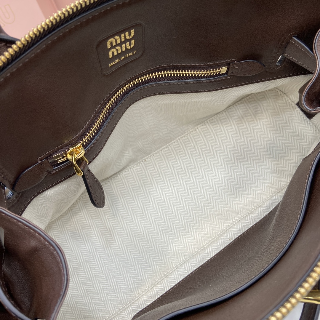 Bagsaaa M1um1u Aventure nappa leather top-handle bag dark brown - 33x17x11 cm