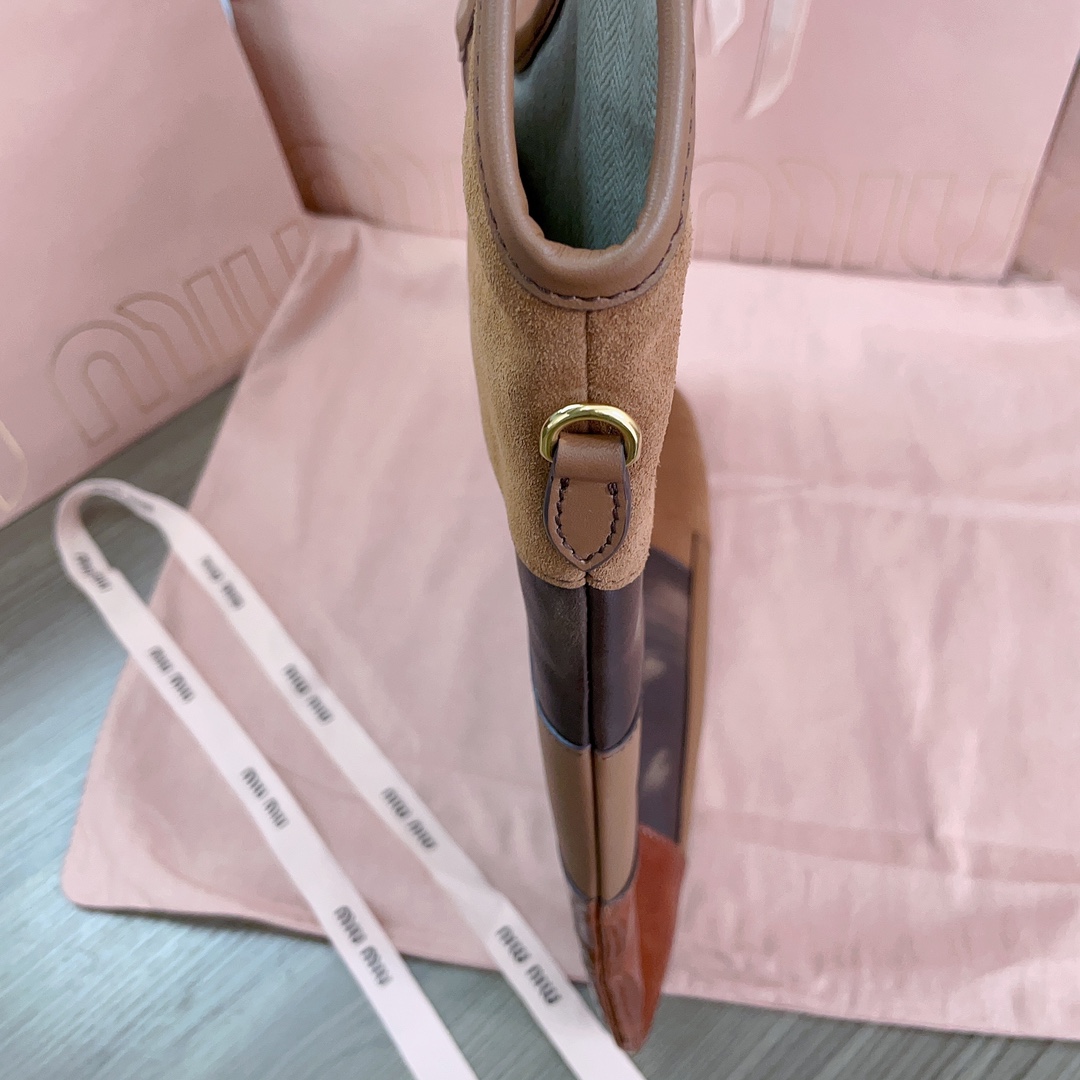 Bagsaaa M1um1u IVY leather patchwork bag - 40x35cm