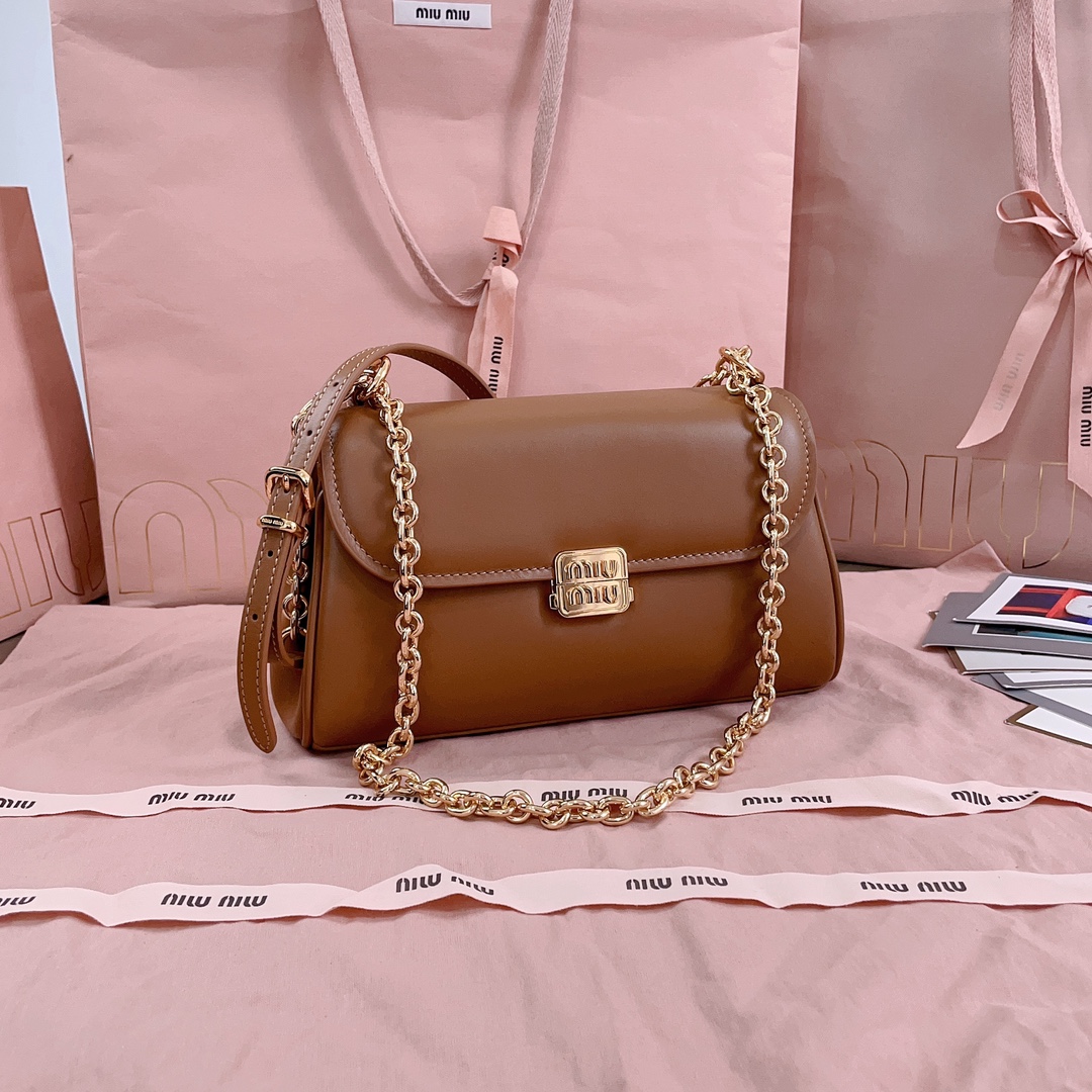 Bagsaaa M1um1u Leather shoulder bag 5BD266 brown - 24x13.5x9 cm