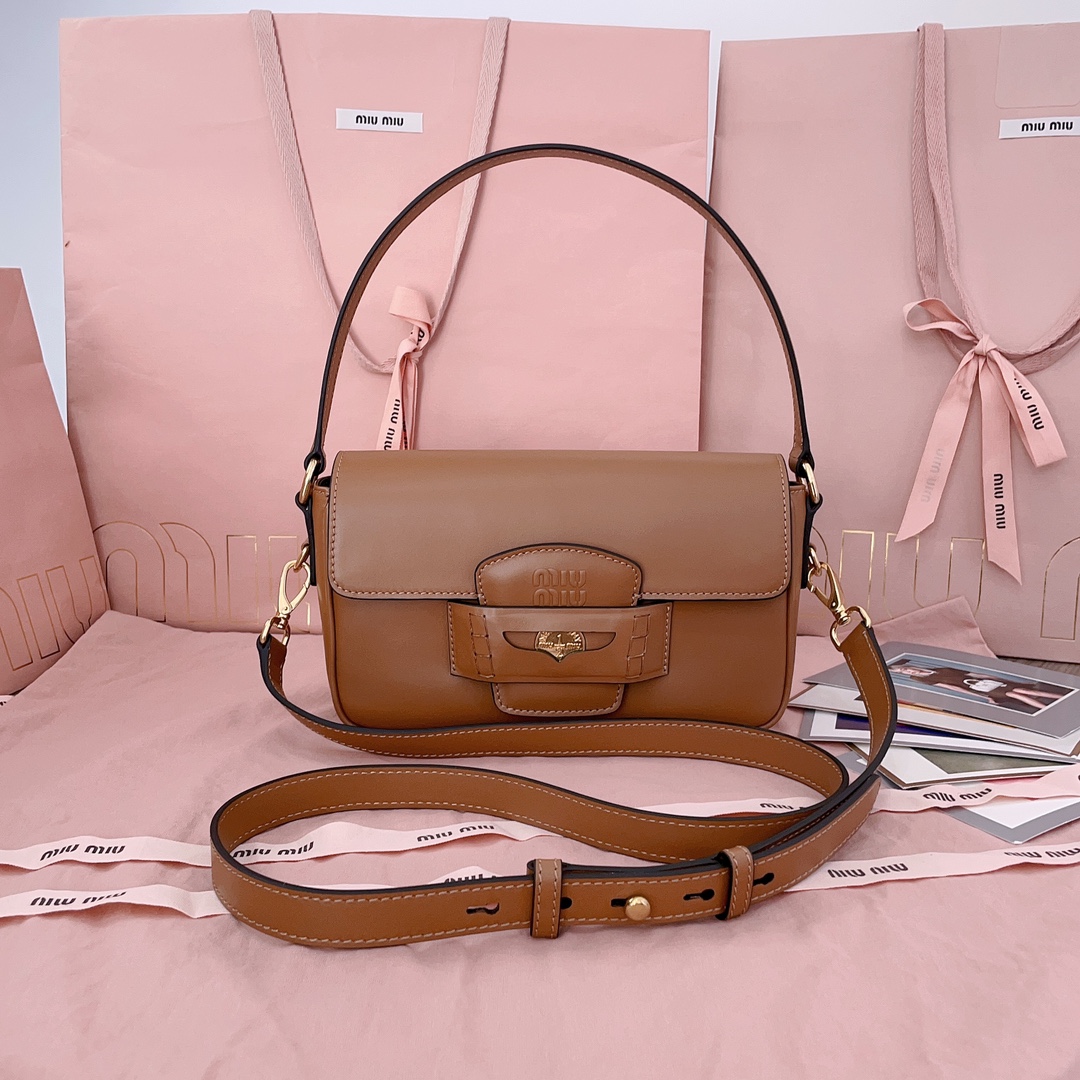 Bagsaaa M1um1u Penny leather bag 5BD270 brown - 23x13.5x5cm