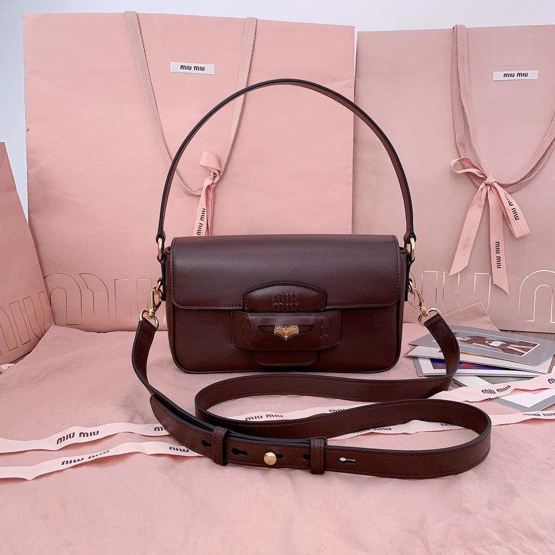 Bagsaaa M1um1u Penny leather bag 5BD270 Briarwood - 23x13.5x5cm