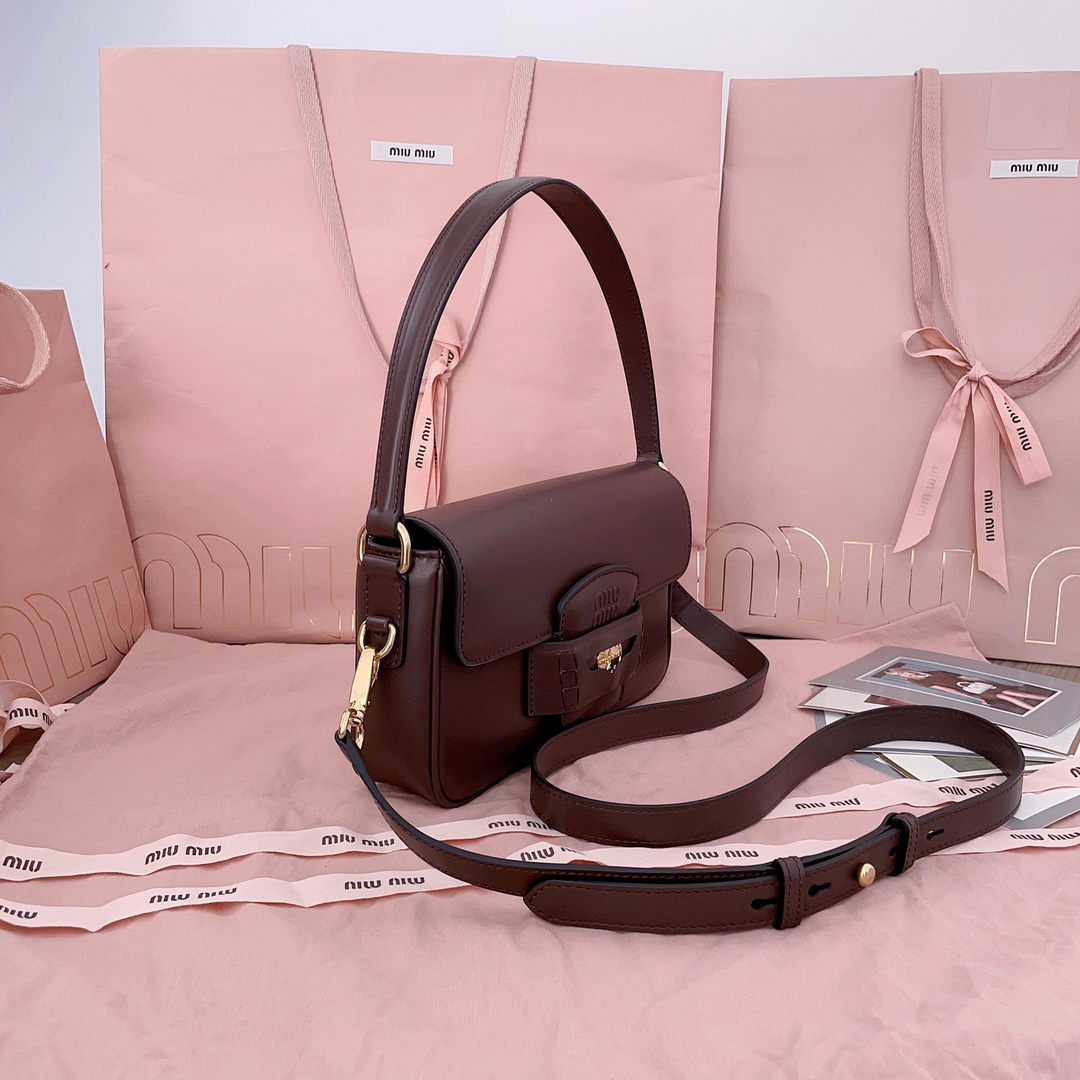 Bagsaaa M1um1u Penny leather bag 5BD270 Briarwood - 23x13.5x5cm