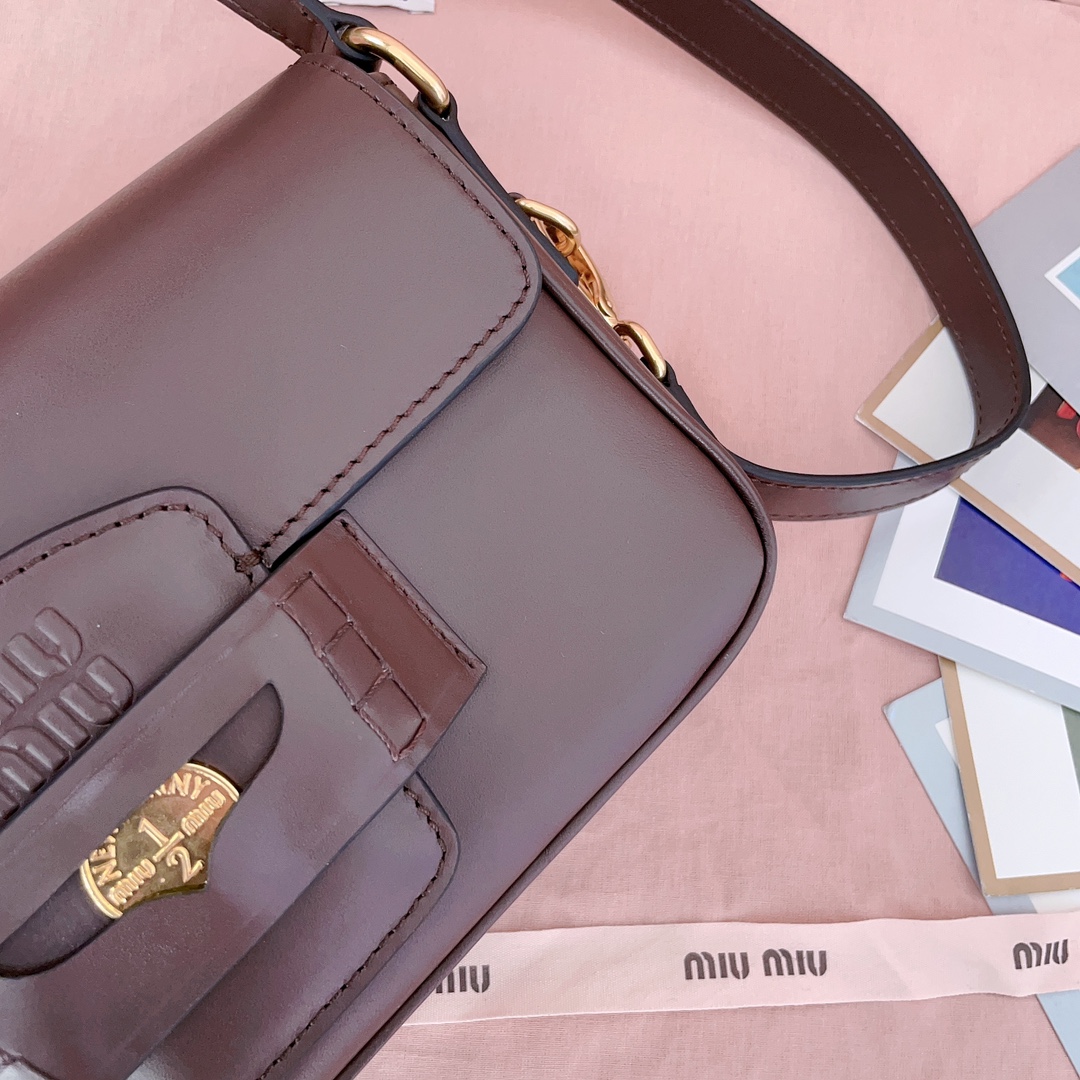 Bagsaaa M1um1u Penny leather bag 5BD270 Briarwood - 23x13.5x5cm