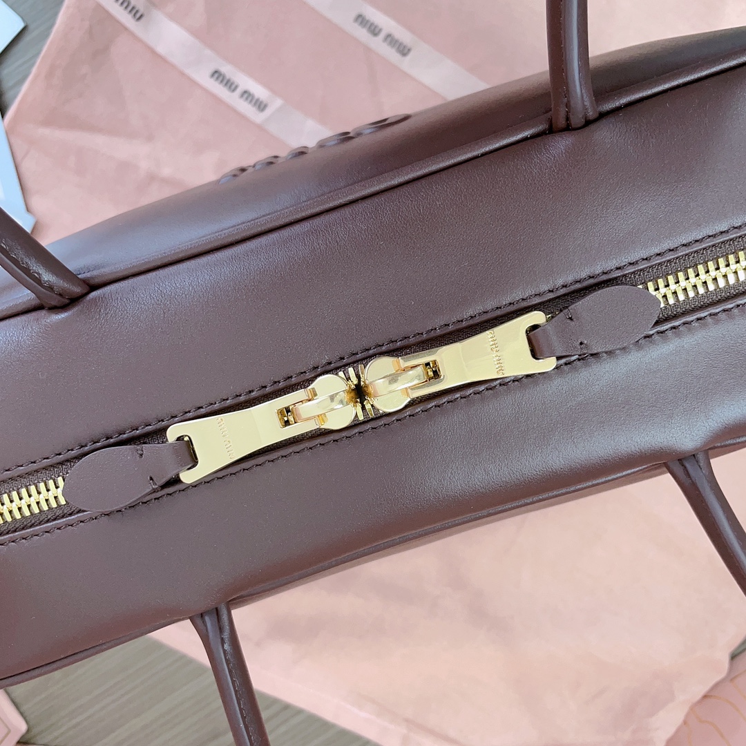 Bagsaaa Miu Miu Leather Beau bag 5BB117 Briarwood - 34x23x10 cm