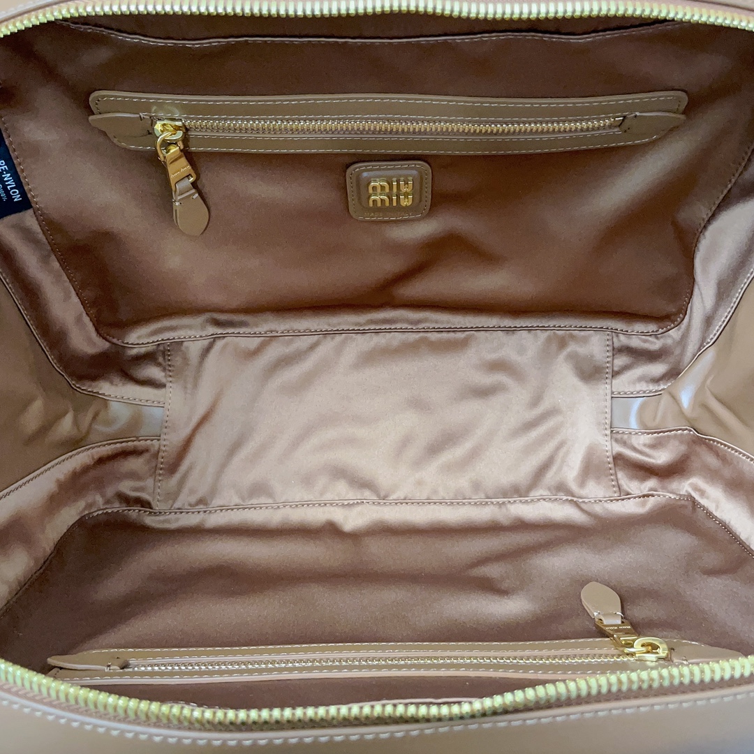 Bagsaaa Miu Miu Leather Beau bag 5BB117 Brown - 34x23x10 cm