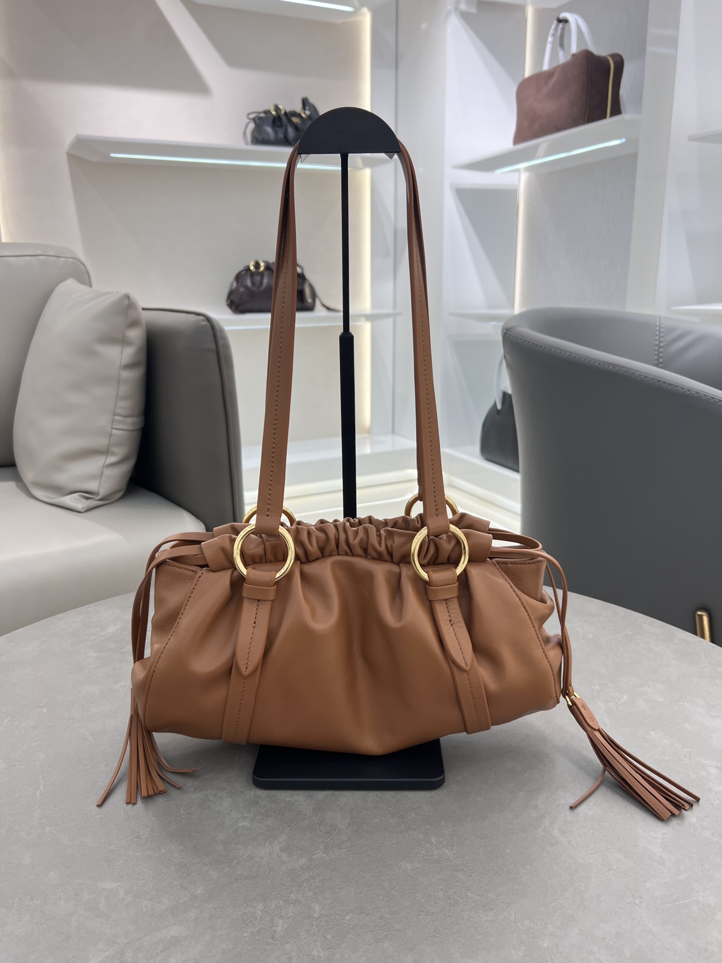 Bagsaaa Miu Miu Joie nappa leather bag 5BG306 brown - 32x16x10.5 cm