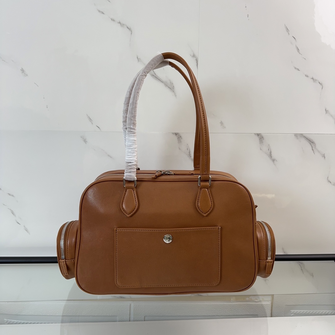 Bagsaaa Miu Miu Nappa leather top-handle bag 5BB159 brown - 32x22x12 cm