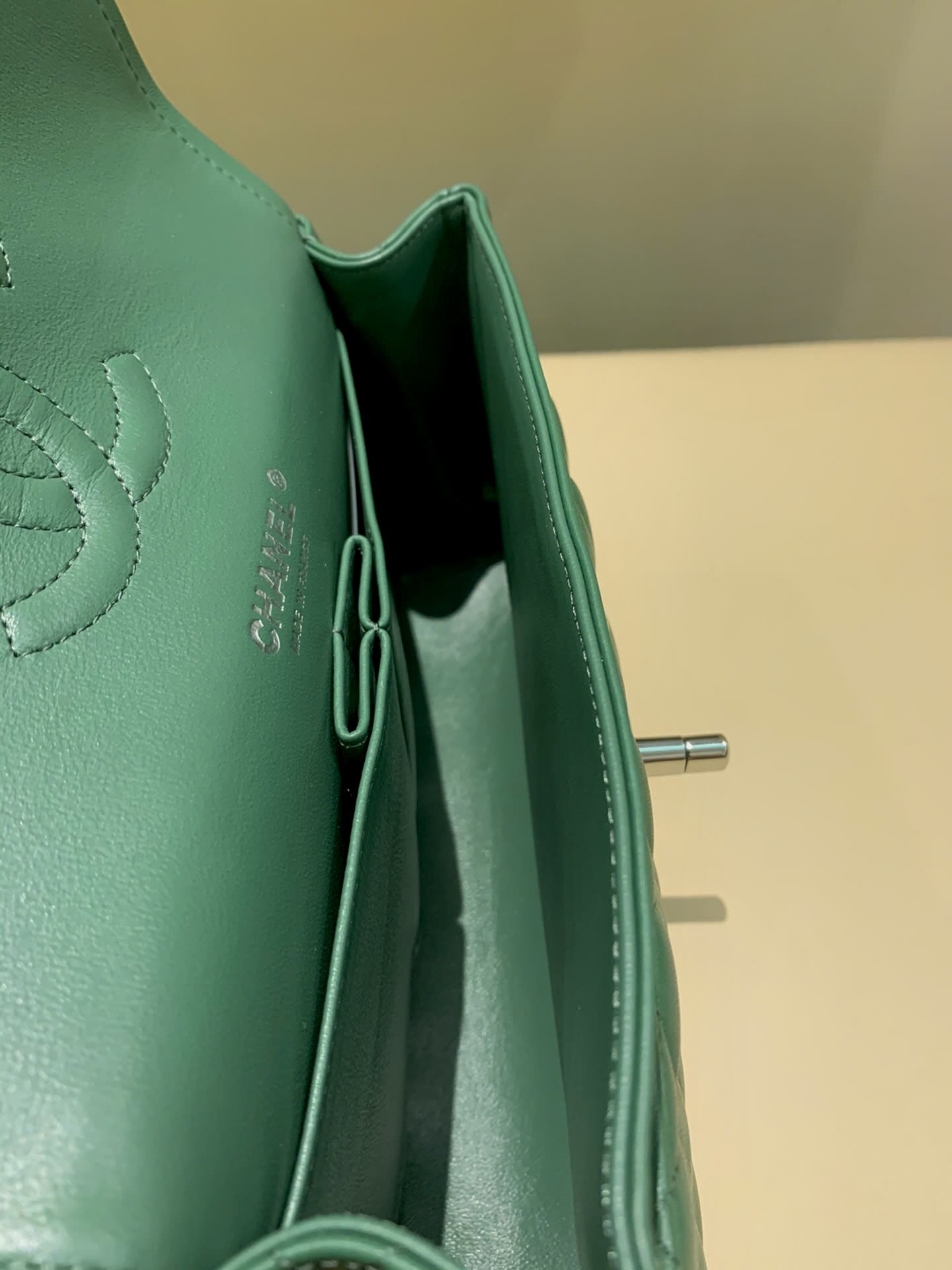 Bagsaaa Ch**el Flap Bag Green & Silver Hardware - 23m