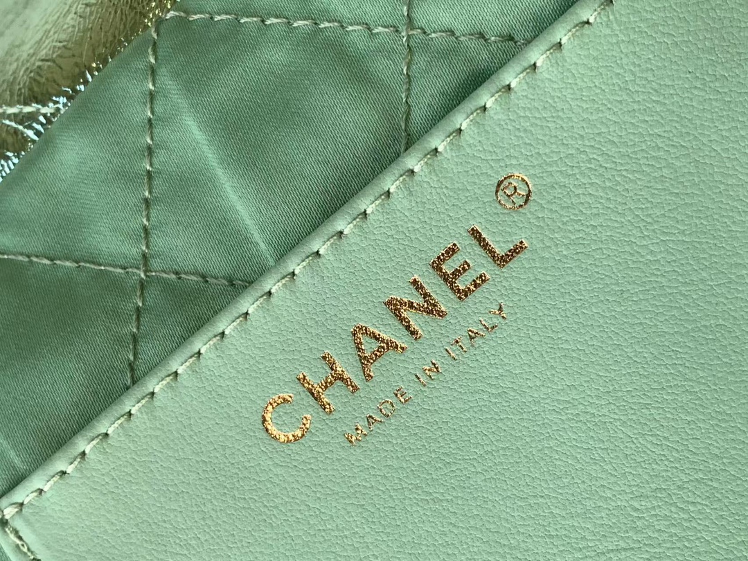 Bagsaaa Ch**el 22 Mini Handbag Metallic Green AS3980 - 20 × 19 × 6 cm
