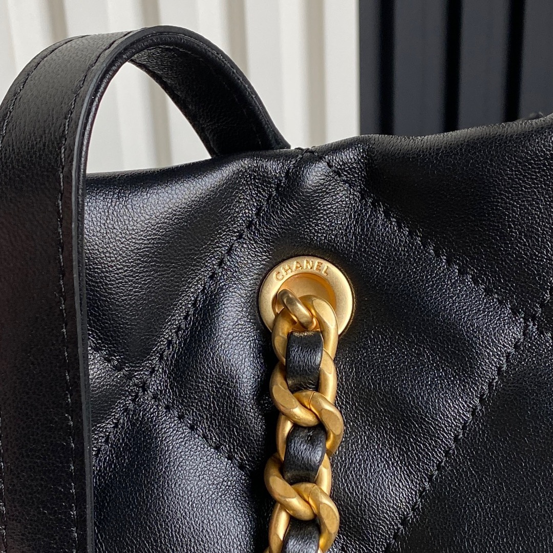 Bagsaaa Ch**el Shopping Bag AS5315 Black Lambskin - 34 x 36 x 12cm