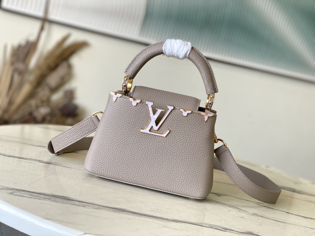 Bagsaaa L0vis Vvtt0n M11341 Capucines Mini Bag Galet Grey - 21 x 13.6 x 8 cm
