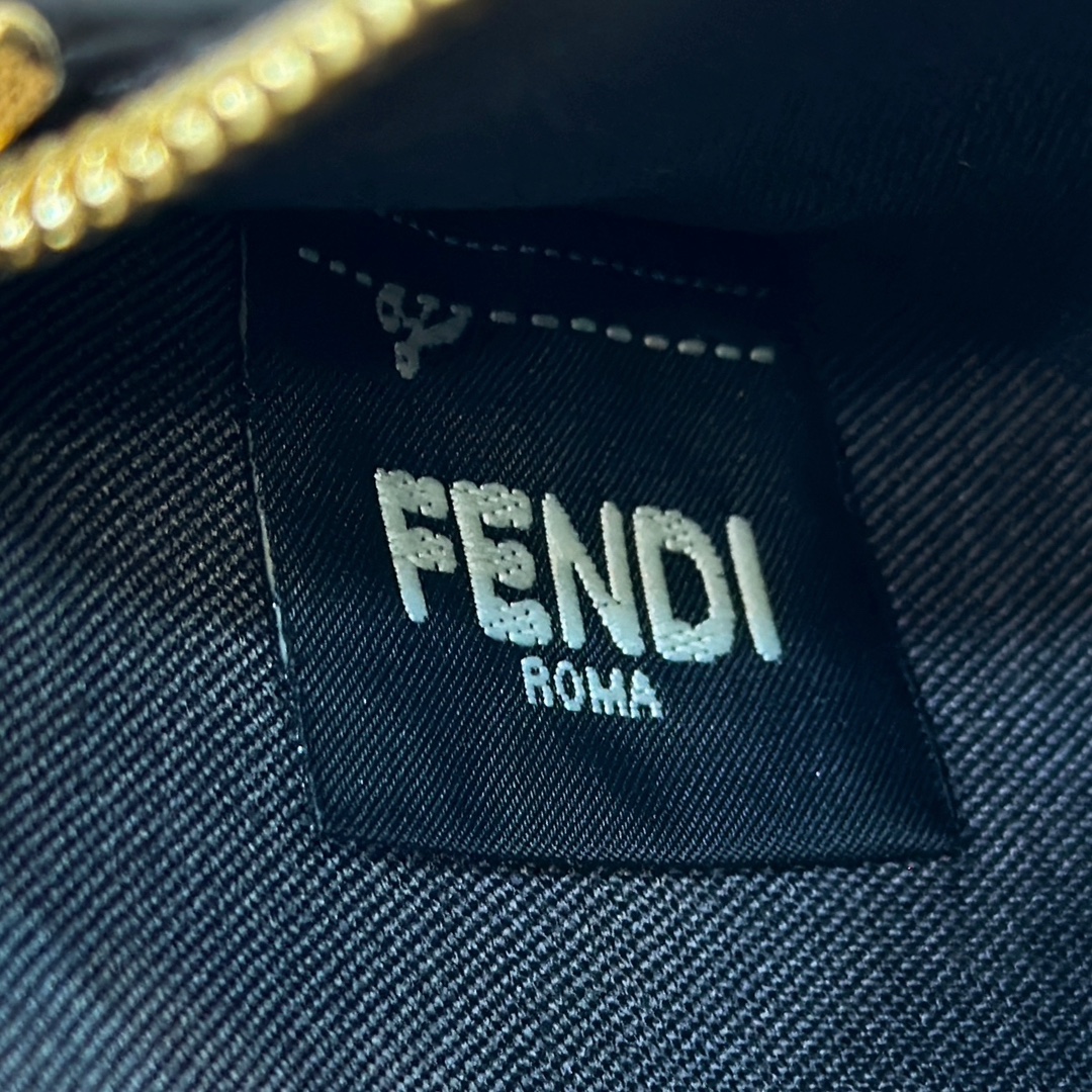 Bagsaaa F**di Small Roll Reversible shopper in Pequin striped and midnight blue FF fabric - 23cm