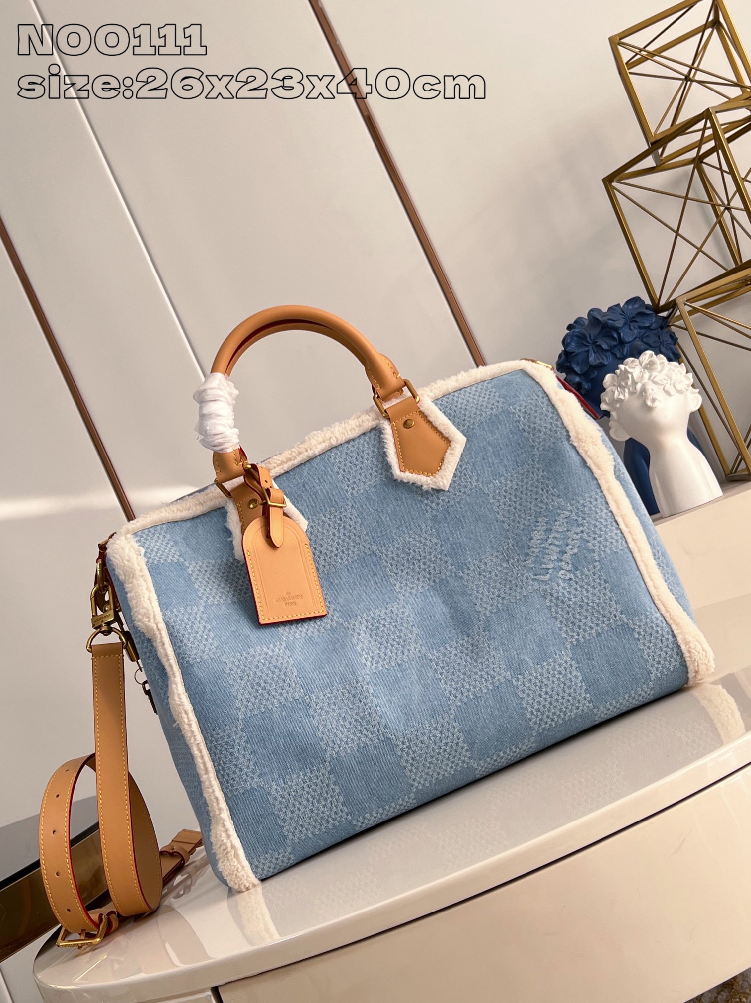 Bagsaaa L0vis Vvtt0n N00111 Speedy 40 Bandoulière Bag Winter Denim - 40 x 26 x 23 cm