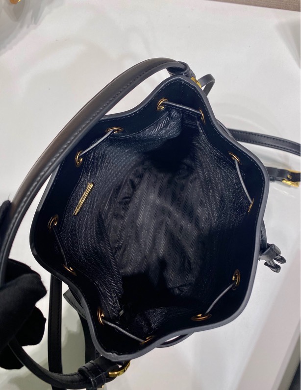 Bagsaaa Pra*a Leather Mini Bag 1BE067 Black - 19.5x15.5x10 cm