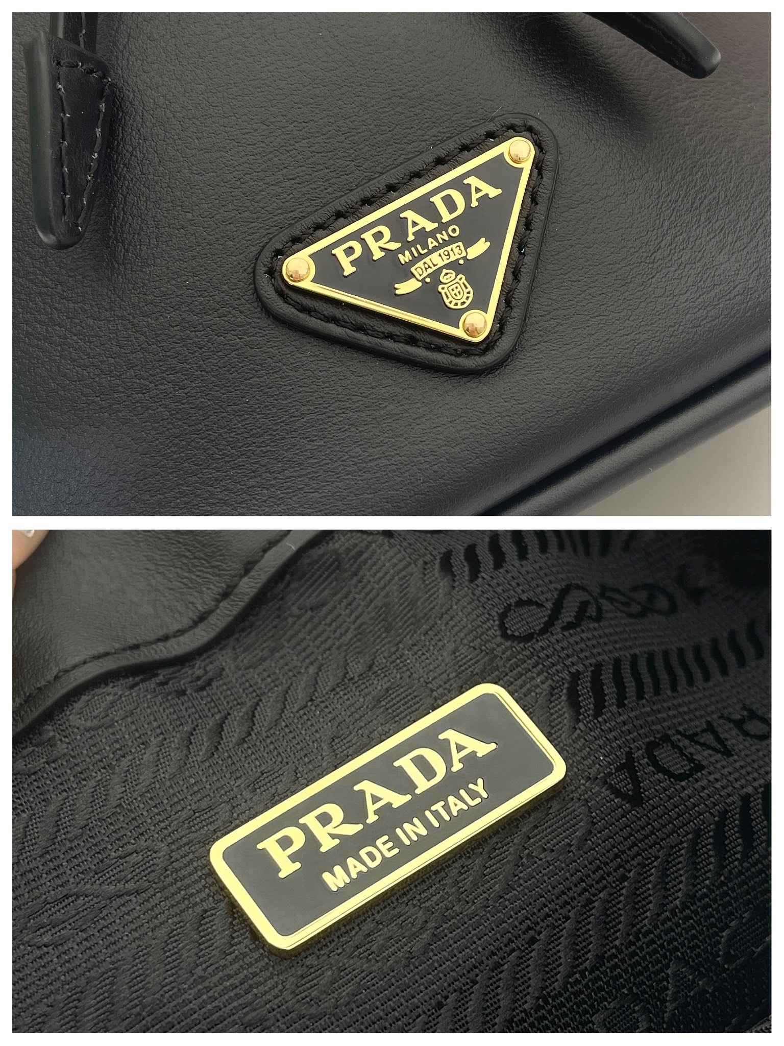 Bagsaaa Pra*a Leather Mini Bag 1BE067 Black - 19.5x15.5x10 cm