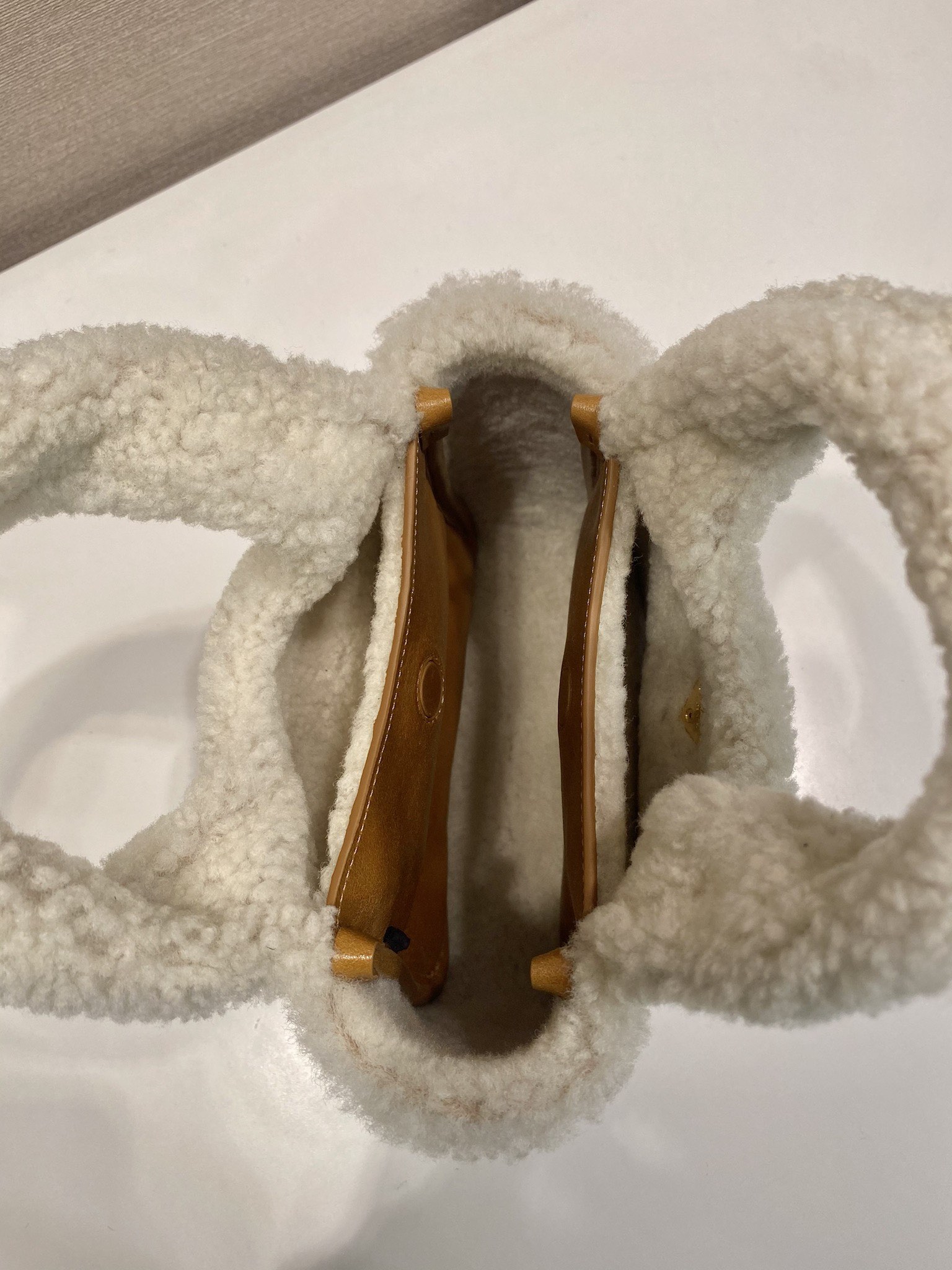 Bagsaaa Pra*a Shearling mini handbag 1BA349 Brown - 18 cm