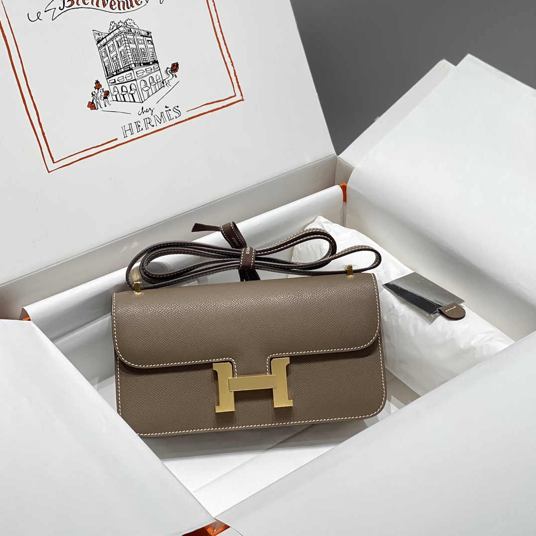 Bagsaaa H**me5 Constance Elan Etoupe & Gold - 24x12x4 cm