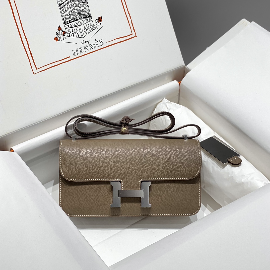 Bagsaaa H**me5 Constance Elan Etoupe & Silver - 24x12x4 cm