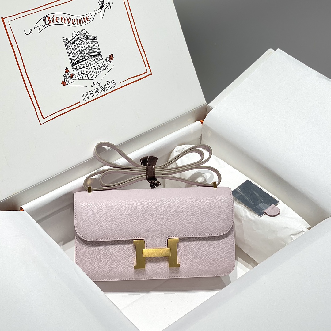 Bagsaaa H**me5 Constance Elan Light Pink & Gold - 24x12x4 cm