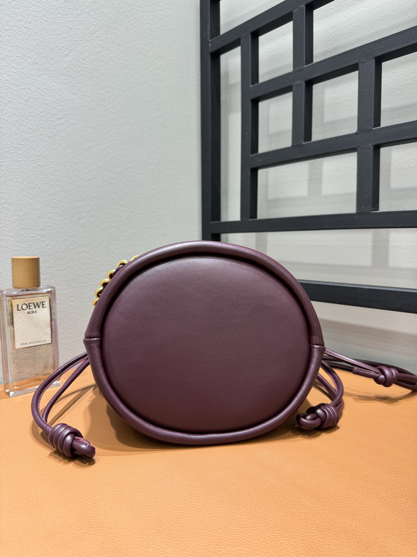 Bagsaaa L0ew* Flamenco purse bucket in mellow nappa lambskin dark burgundy - 32*17*24cm