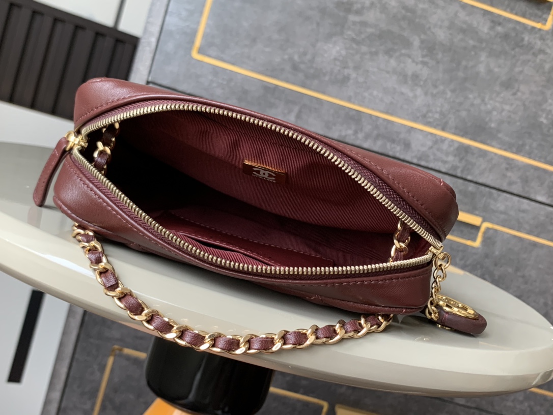 Bagsaaa Ch**el Mini Camera Case AS5190 Dark Red - 12 x 18 x 7cm