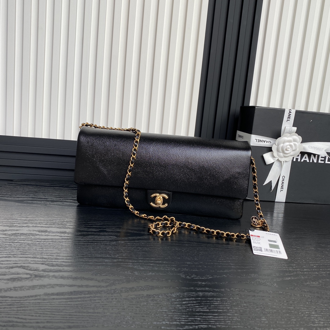 Bagsaaa Ch**el Maxi Clutch Bag AS5182 Black -16 x 33 x 5cm