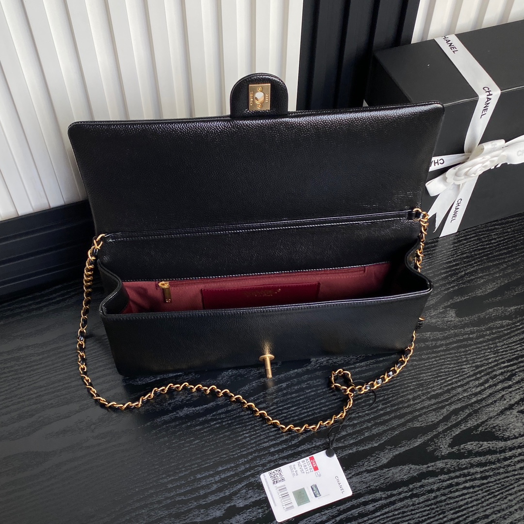 Bagsaaa Ch**el Maxi Clutch Bag AS5182 Black -16 x 33 x 5cm