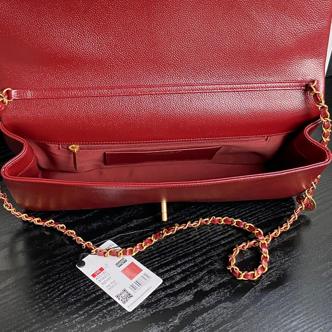 Bagsaaa Ch**el Maxi Clutch Bag AS5182 Red - 16 x 33 x 5cm