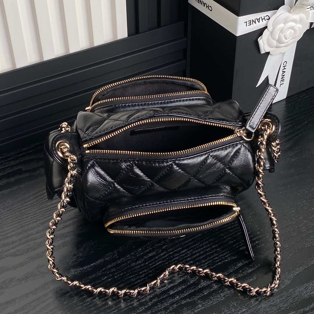 Bagsaaa Ch**el Small Camera Case AS5220 Black - 13 x 23 x 15cm