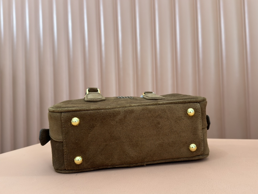 Bagsaaa M1um1u Arcadie padded suede top-handle bag 5BB142 brown - 22cm
