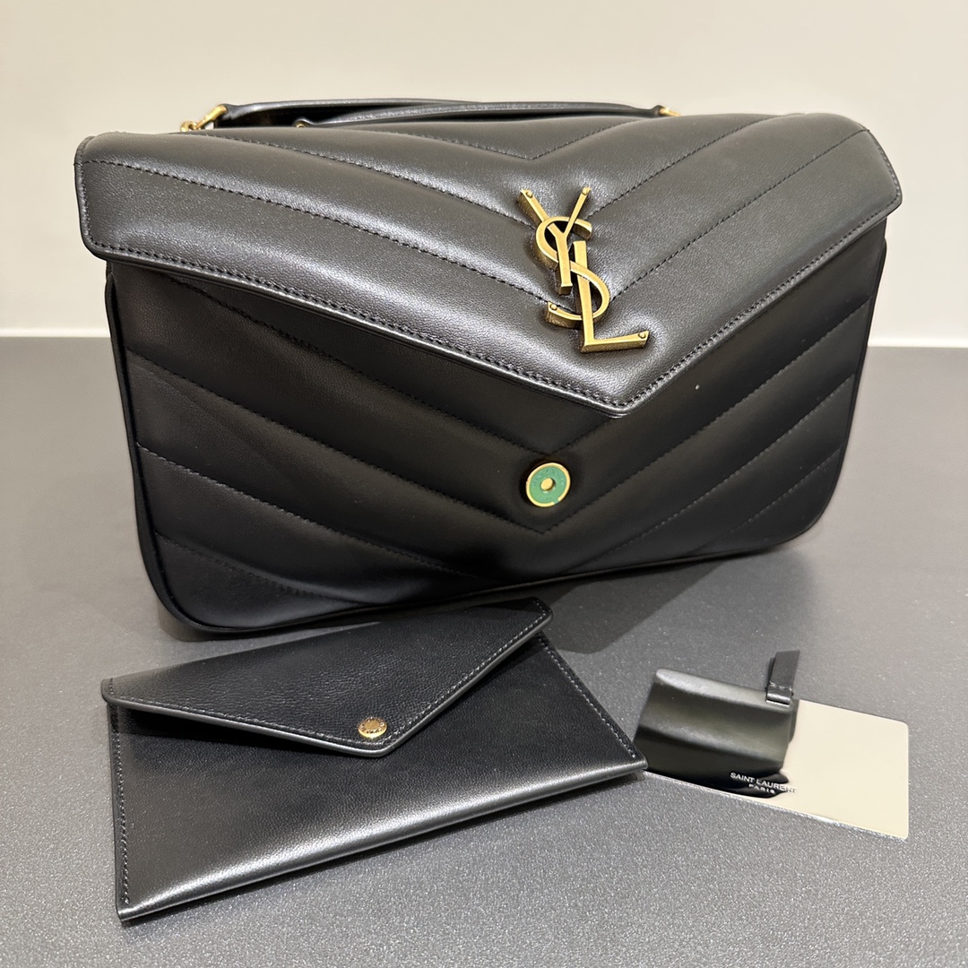 Bagsaaa Y51 Loulou Medium In Matelassé Lambskin 801439 Black - 29 x 17 x 8 CM