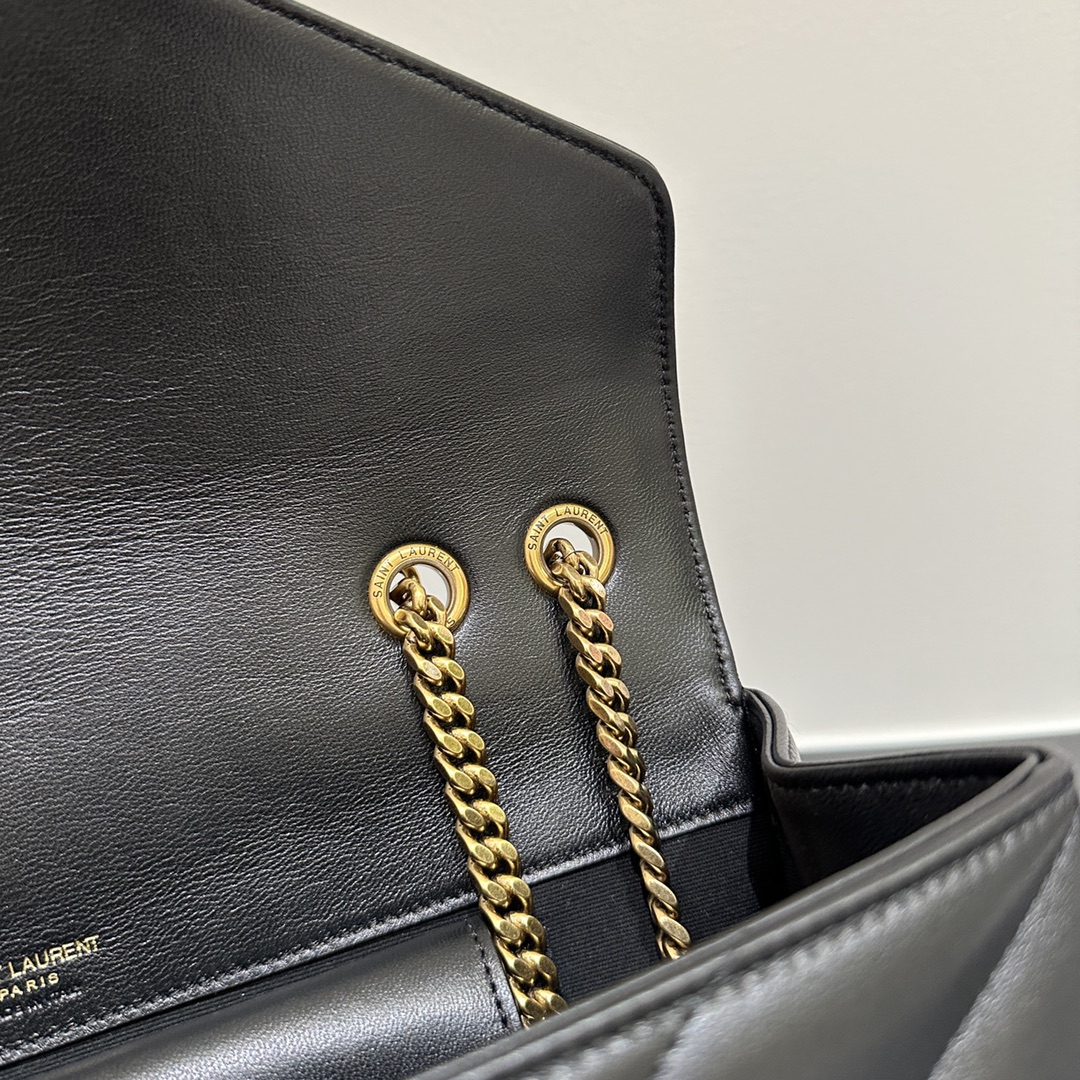 Bagsaaa Y51 Loulou Medium In Matelassé Lambskin 801439 Black - 29 x 17 x 8 CM