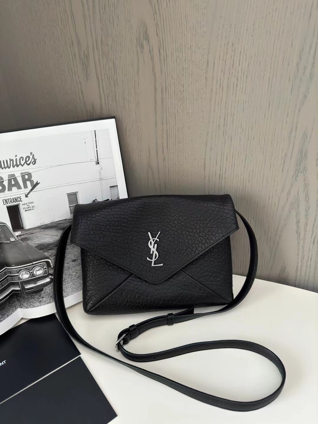 Bagsaaa Y51 Cassandre envelope messenger in lambskin 801490 black - 23 X 16.5 X 6 CM