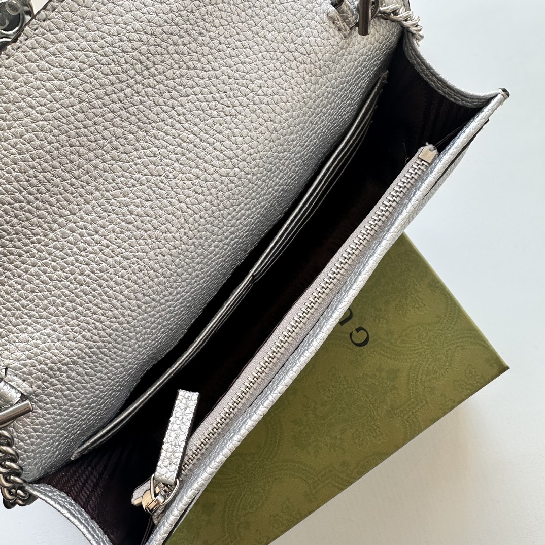 Bagsaaa Gvc*1 GG Marmont leather mini chain bag 497985 silver - 20cm