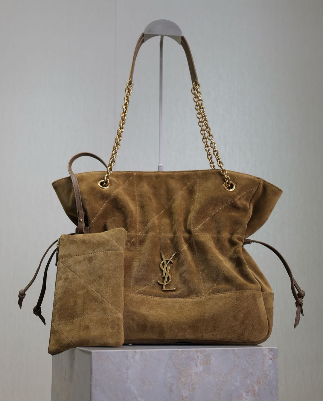 Bagsaaa Y51 Jamie shopping bag in suede 809824 beige - 35 X 35 X 10 CM