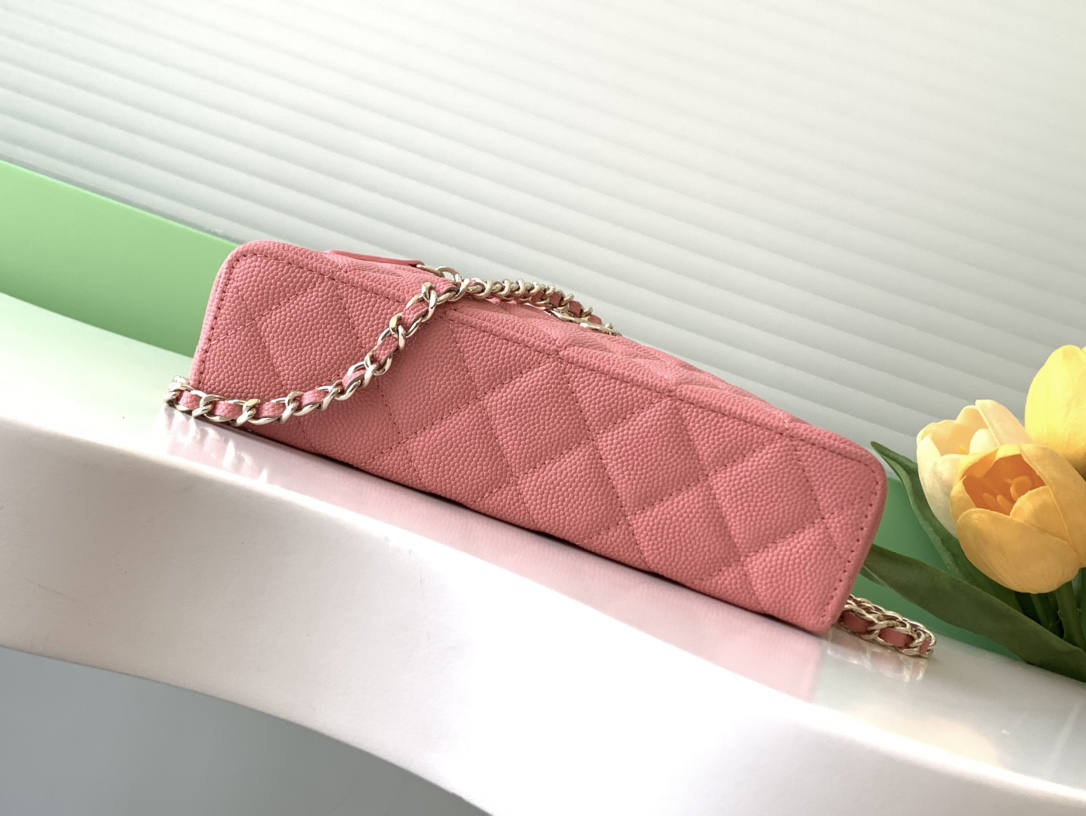 Bagsaaa Ch**el Long Vanity with chain AP4407 Pink - 17 x 19.5 x 5cm