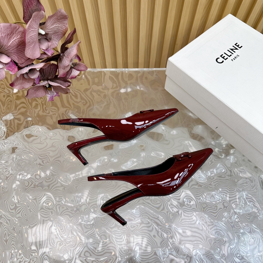 Bagsaaa Ce1i*e Alma Triomphe Slingback In Patent Calfskin Burgundy