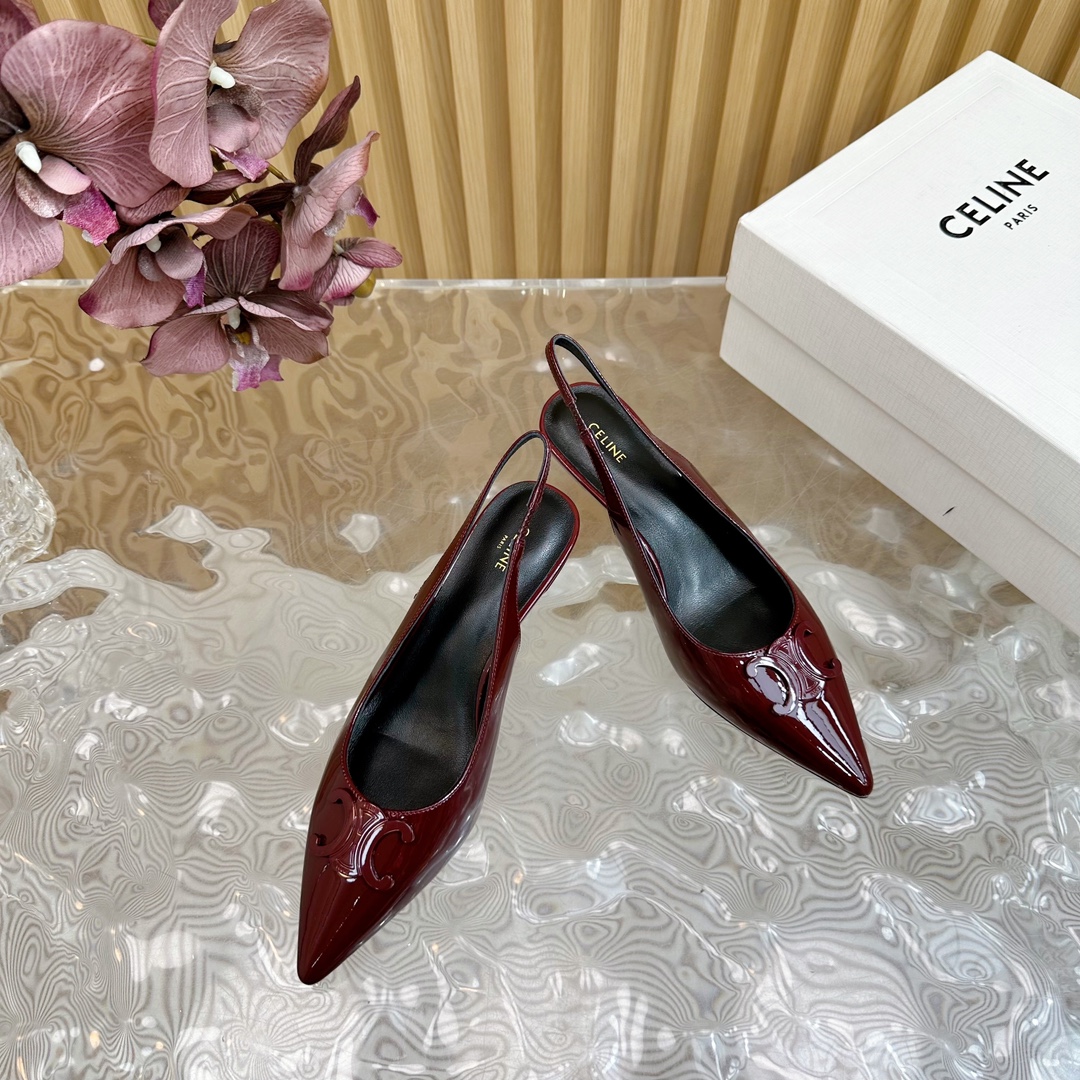 Bagsaaa Ce1i*e Alma Triomphe Slingback In Patent Calfskin Burgundy