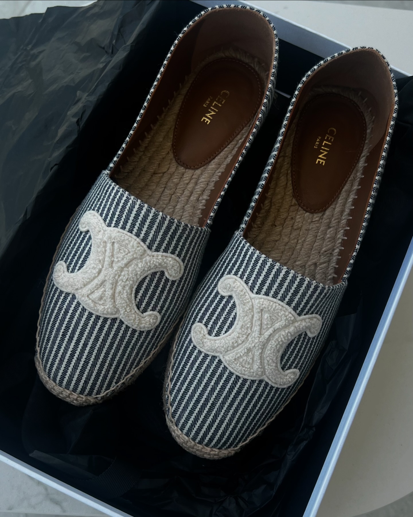 Bagsaaa Ce1i*e Les Espadrilles Ce1i*e In Oshkosh Canvas Blue & White