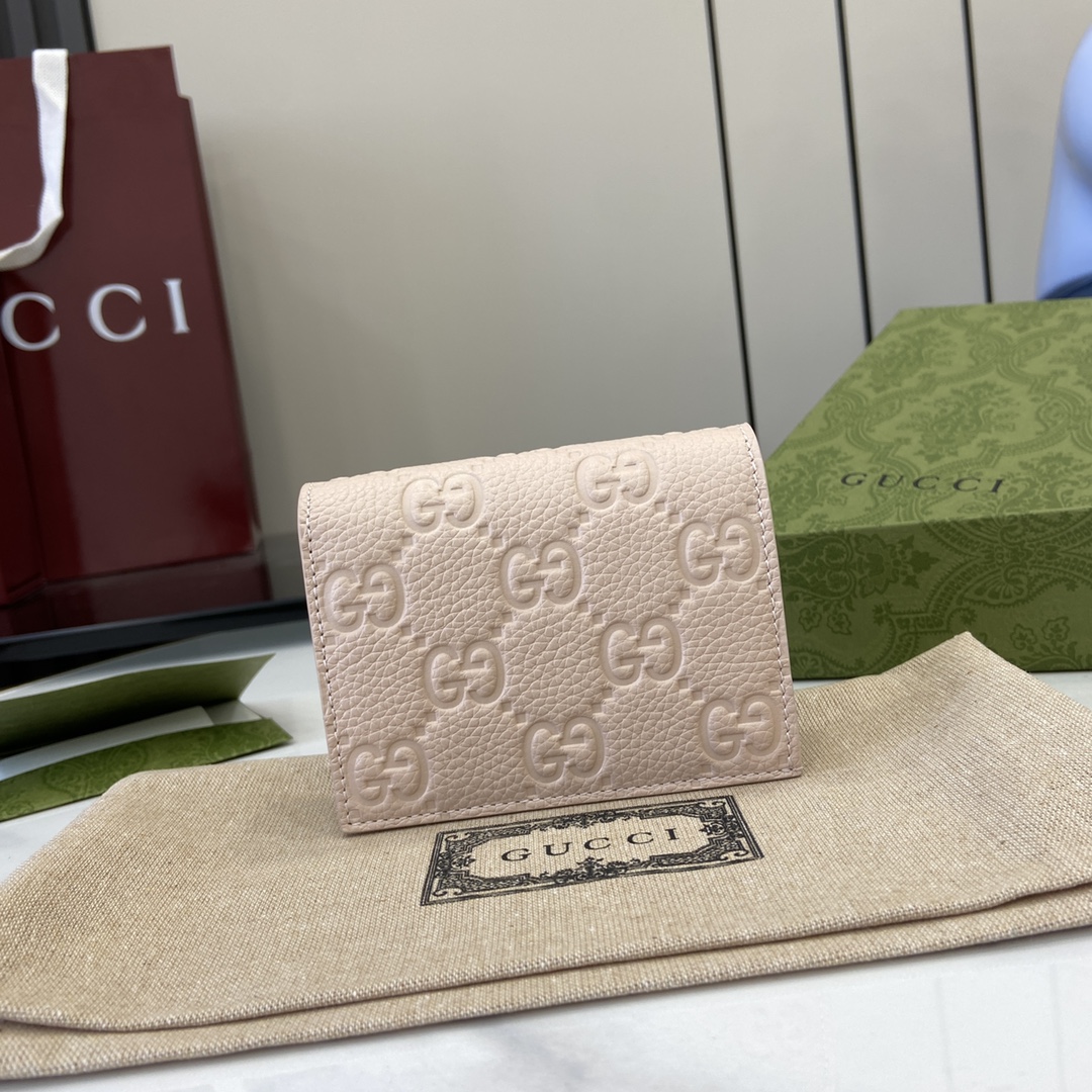 Bagsaaa Gvc*1 GG Emblem mini wallet 815901 light pink - 11cm