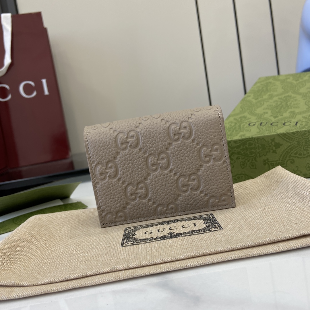Bagsaaa Gvc*1 GG Emblem mini wallet 815901 taupe - 11cm
