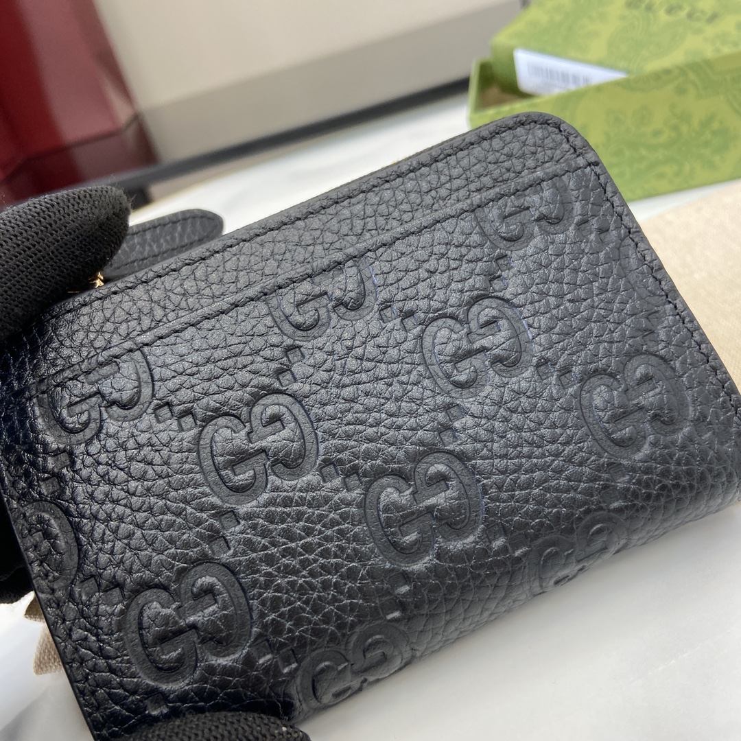Bagsaaa Gvc*1 GG Emblem zip card case 815936 black - 13cm