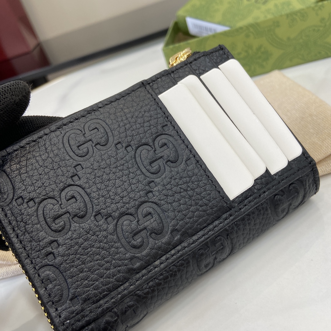 Bagsaaa Gvc*1 GG Emblem zip card case 815936 black - 13cm