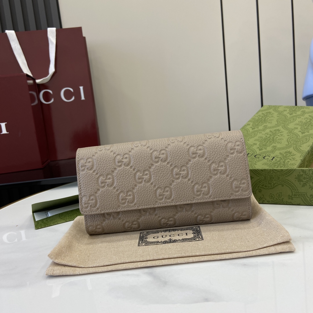 Bagsaaa Gvc*1 GG Emblem continental wallet 815922 taupe - 19cm