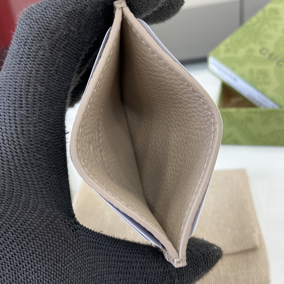 Bagsaaa Gvc*1 GG Emblem card case ‎815883 taupe - 10cm