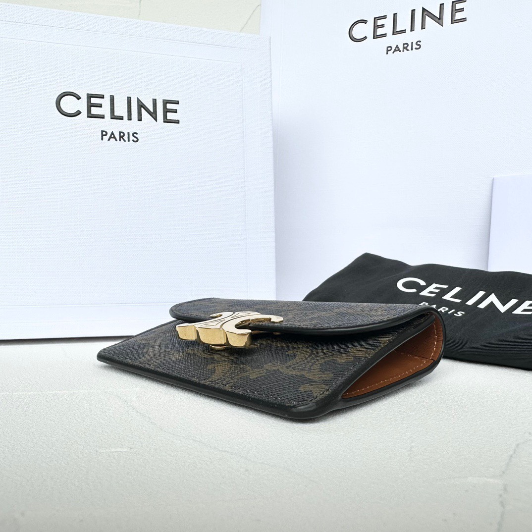 Bagsaaa Ce1i*e Card Holder With Flap Triomphe In Triomphe Canvas - 10 x 7.5 x 2 CM