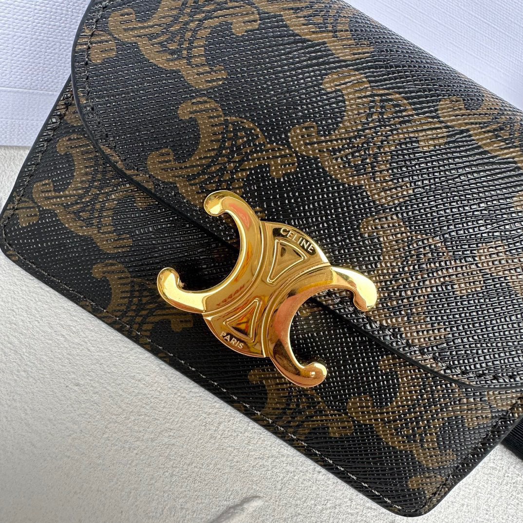 Bagsaaa Ce1i*e Card Holder With Flap Triomphe In Triomphe Canvas - 10 x 7.5 x 2 CM