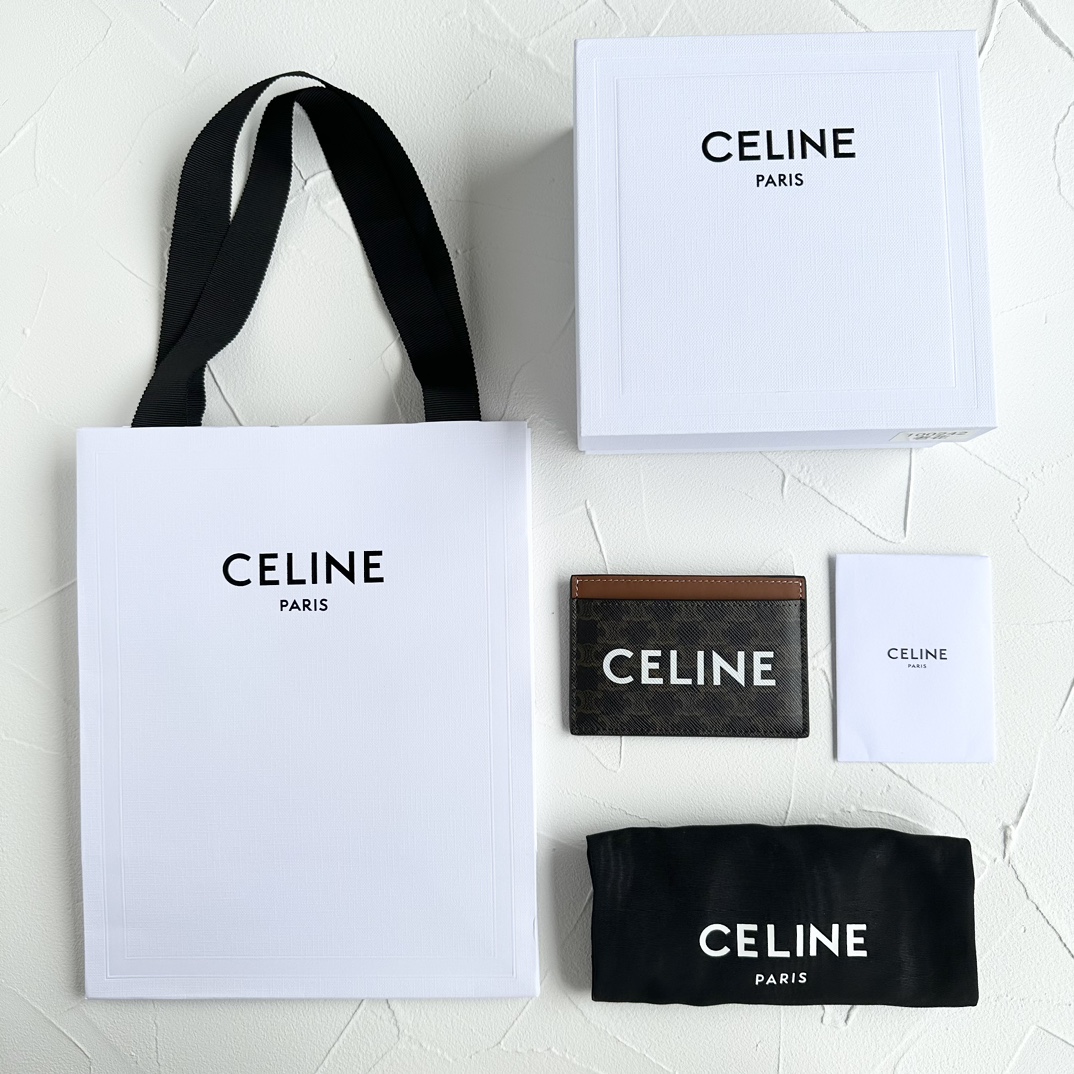 Bagsaaa Ce1i*e Card Holder In Triomphe Canvas With Ce1i*e Print - 11cm